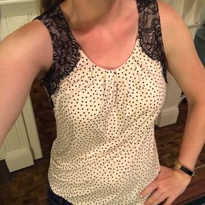 Polka Dot and Lace Ann Taylor Loft Top